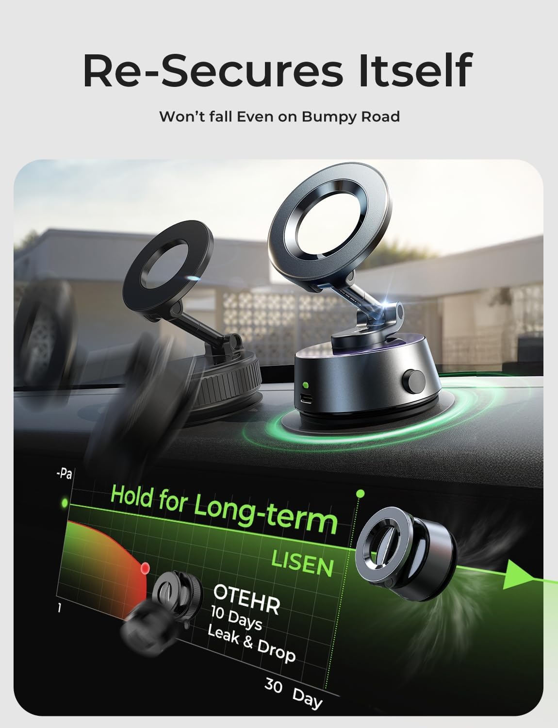 LISEN Upgraded Vacuum Magnetic Electronic Suction Car Phone Mount Holder for Car Gym Mirror Shower Smooth Surface 360 Adjustable LISEN Upgraded Vacuum Magnetic Electronic Suction Car Phone Mount Holder for Car Gym Mirror Shower Smooth Surface 360 Adjustable