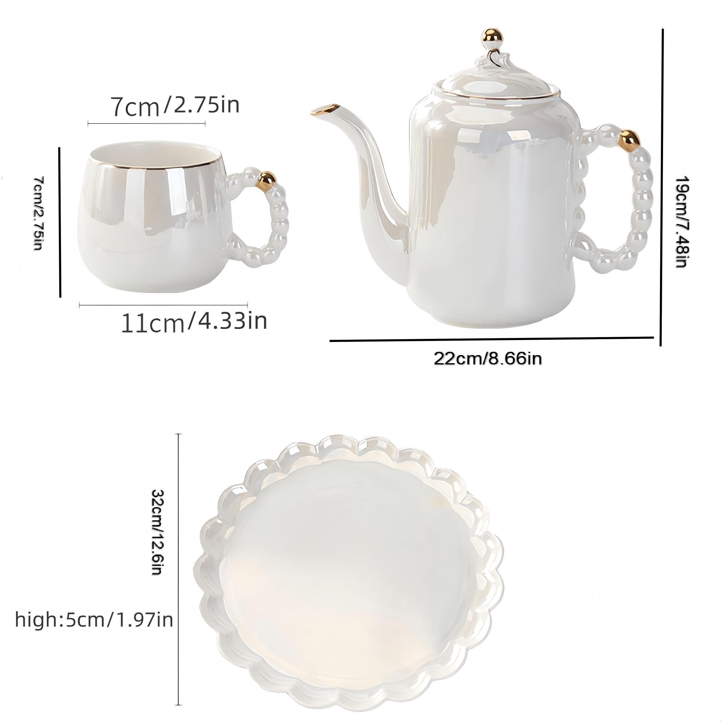 8-Piece Ceramic Water Set, 1.2L Kettle, 6 Cups, 13in Tray, High-End Ceramics, Perfect Gift for Parents, Creative Kitchenware，Boxed gift