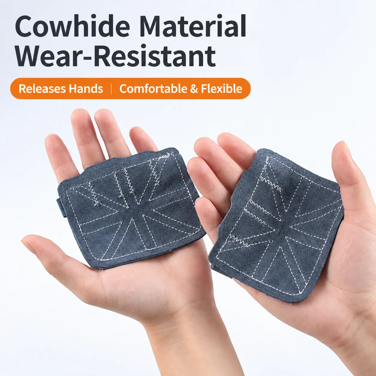 Premium Square Cowhide Palm Guard for Pull Ups, Four Finger Gym Grip Pad with Non Slip Texture, Wear Resistant Leather Hand Protector for Horizontal Bar and Crossfit Training, Unisex Anti Callus Fitness Accessory