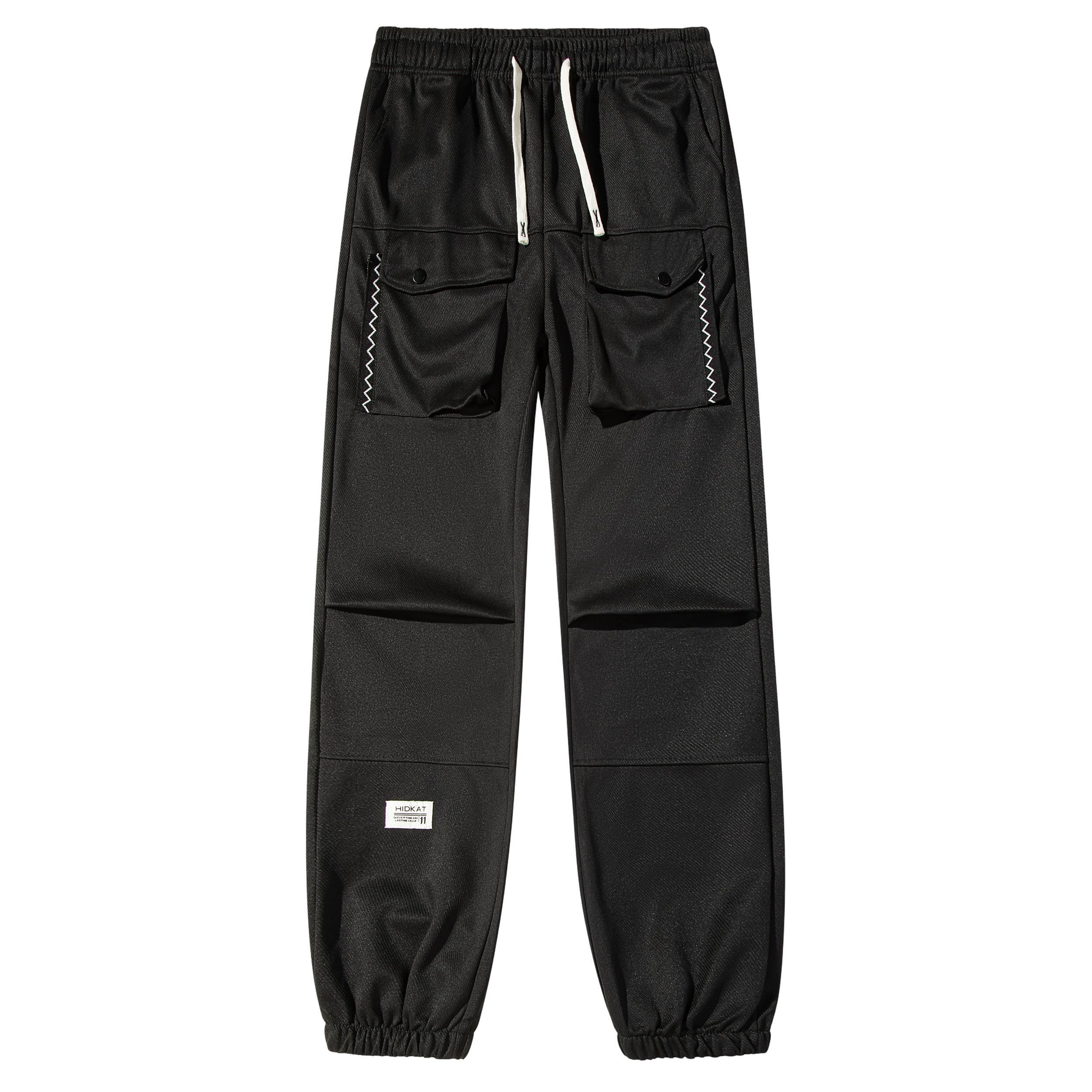 Men's 3-Pack Stitched Cargo Jogger Sweatpants - Multi-Pocket, Label Decor, Cuffed, Elastic Drawcord, Loose-Fit, Casual Streetwear, Men's Cargo Pants