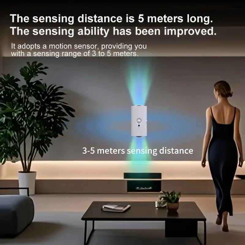 Smart LED Night Light with Motion & Light Sensors, RGB Wall Spotlight, USB Rechargeable, Magnetic Design for Bedroom, Game Room, Stairs