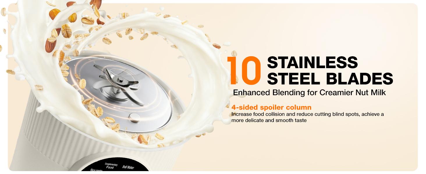 8-IN-1 Nut Milk Maker for Plant-Based Users, 40oz Countertop Machine for Homemade Almond Oat Coconut Dairy-Free Beverages, Blender with Delay Start, Keep Warm, Boil Water, Self-Cleaning