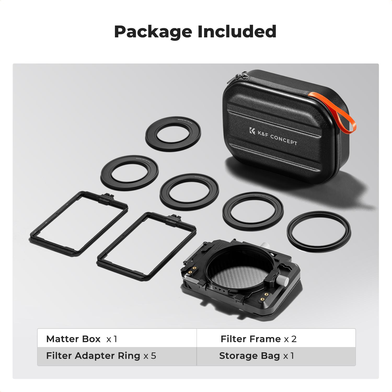 [K&F CONCEPT]Mini Matte Box, DSLR Mattebox with Carbon Fiber Top Flag Square Filters Trays, for 67/72/77/82/95mm Lenses, for 4x5.65 Square ND UV Filter/Circular Filter