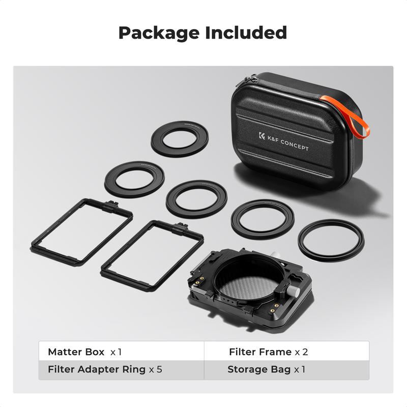 [K&F CONCEPT]Mini Matte Box, DSLR Mattebox with Carbon Fiber Top Flag Square Filters Trays, for 67/72/77/82/95mm Lenses, for 4x5.65 Square ND UV Filter/Circular Filter