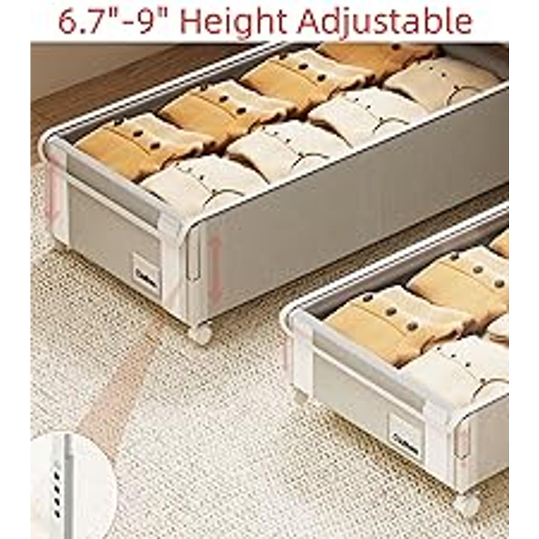 2 Pack Under the Bed Storage Containers,10 inch Height Under Bed Shoe Storage,31inch Long Underbed Storage with Wheels,Large Rolling under bed Clothes Storage Drawers with Lid for Dorm Tall ,Black