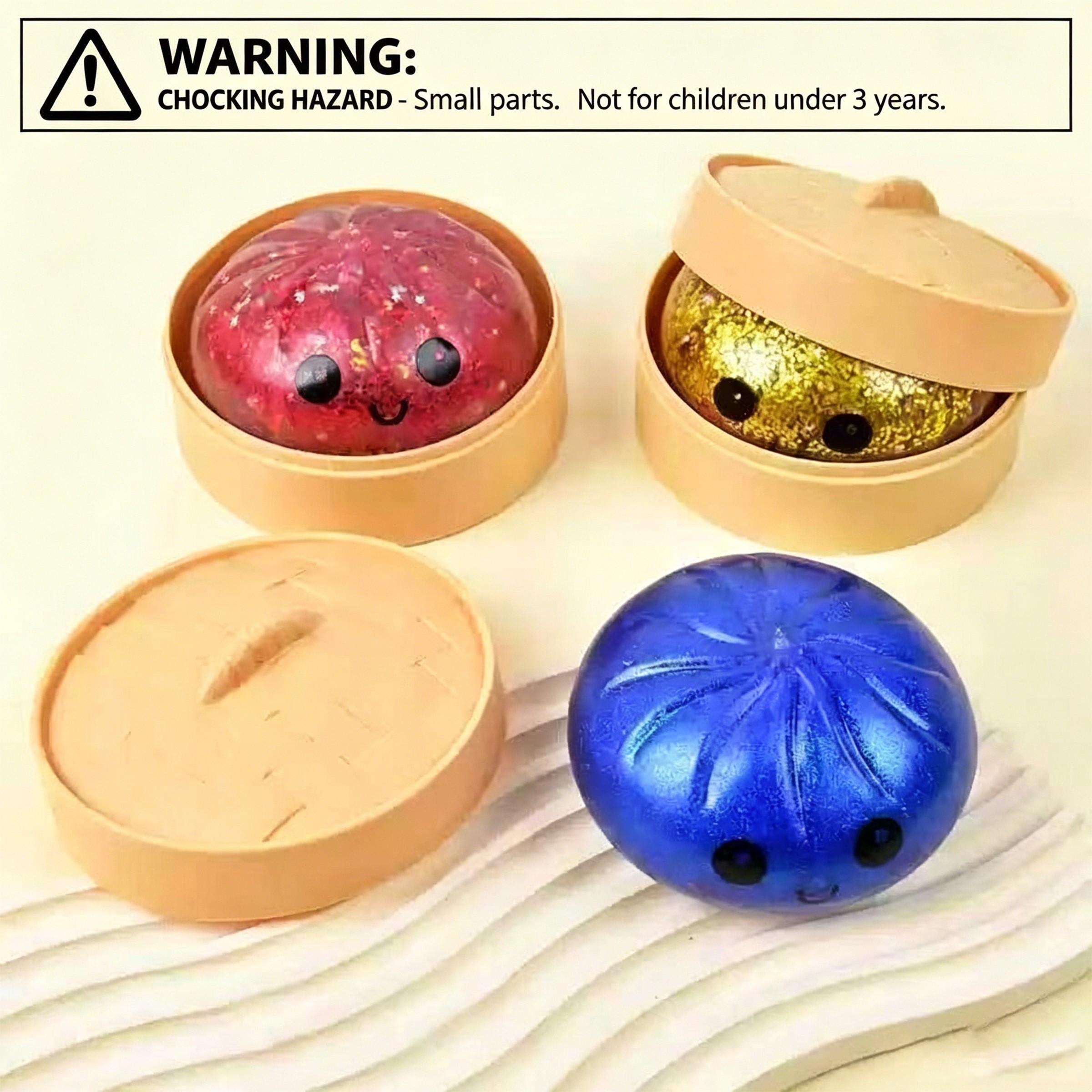 12PCS Cute Glittering Char Siu Bao Stress Relief Squeezable Fun Realistic Steamed Bun Release of Anxiety Colorful Bun Blind Box