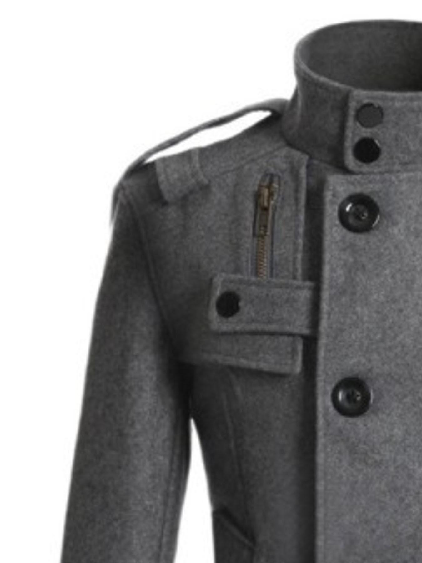 1PC Winter Men's Windbreaker Jacket with a Large Collar - Korean Style Fashion, Thick and Warm, Fashionable Standing Collar Double-Buttoned Coat Jacket, Suitable for Daily Commuting and Formal Occasions