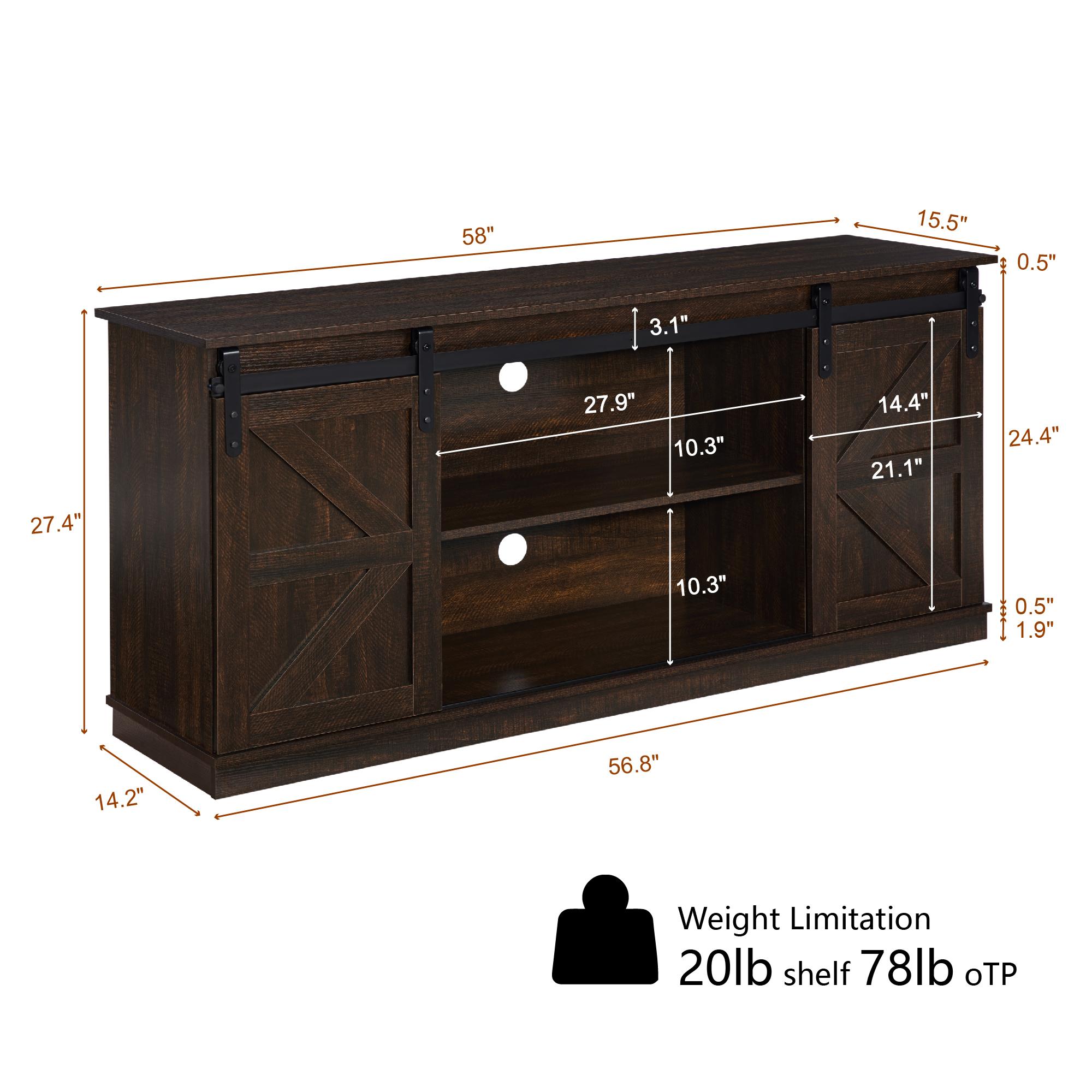 【TikTokShopBlackFriday】【Clearance】58" Farmhouse TV Stand and Entertainment Center for 65 Inch TVs, Rustic Media Console with Sliding Barn Doors, Storage Cabinets and Cable Management for Living Room Bedroom