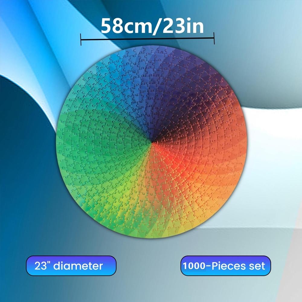 1 set of 1000 puzzle pieces for adults and teenagers - gradient rainbow circle puzzle difficulty and challenge, suitable for friends, parents, and couples to play puzzles, perfect birthday and Valentine's Day gifts Jigsaw Puzzles
