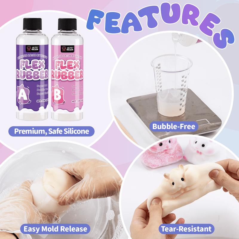 Hamster & Dragon Taba Squishy Making All-in-one Kit, Super Soft Silicone Rubber Making Kits 1:1 AB Ratio Mix Set with Paw, DIY Decompression Gift,Silicone Pigment Dye for Taba Squishy,Pefect for Beginners- LET'S RESIN