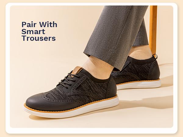 Bruno Marc [KnitFlex Craft+] Men's Breathable Stretchy Knit Upper Wingtip Mesh Oxford Sneakers