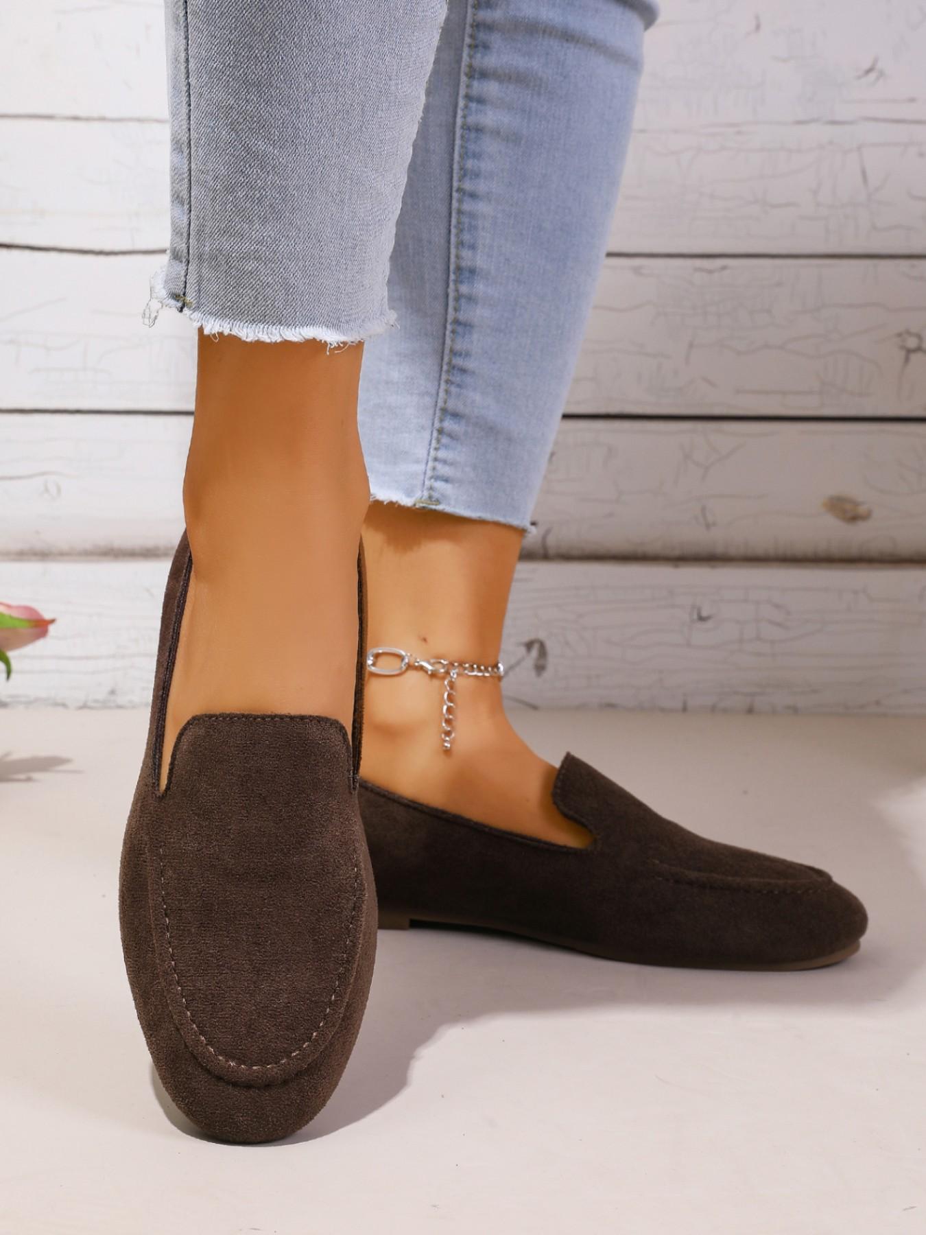 Casual Versatile Faux Leather Loafers, Flat Slip-On Comfortable Shoes, Chic Commuter Beanies, Perfect for Daily Wear