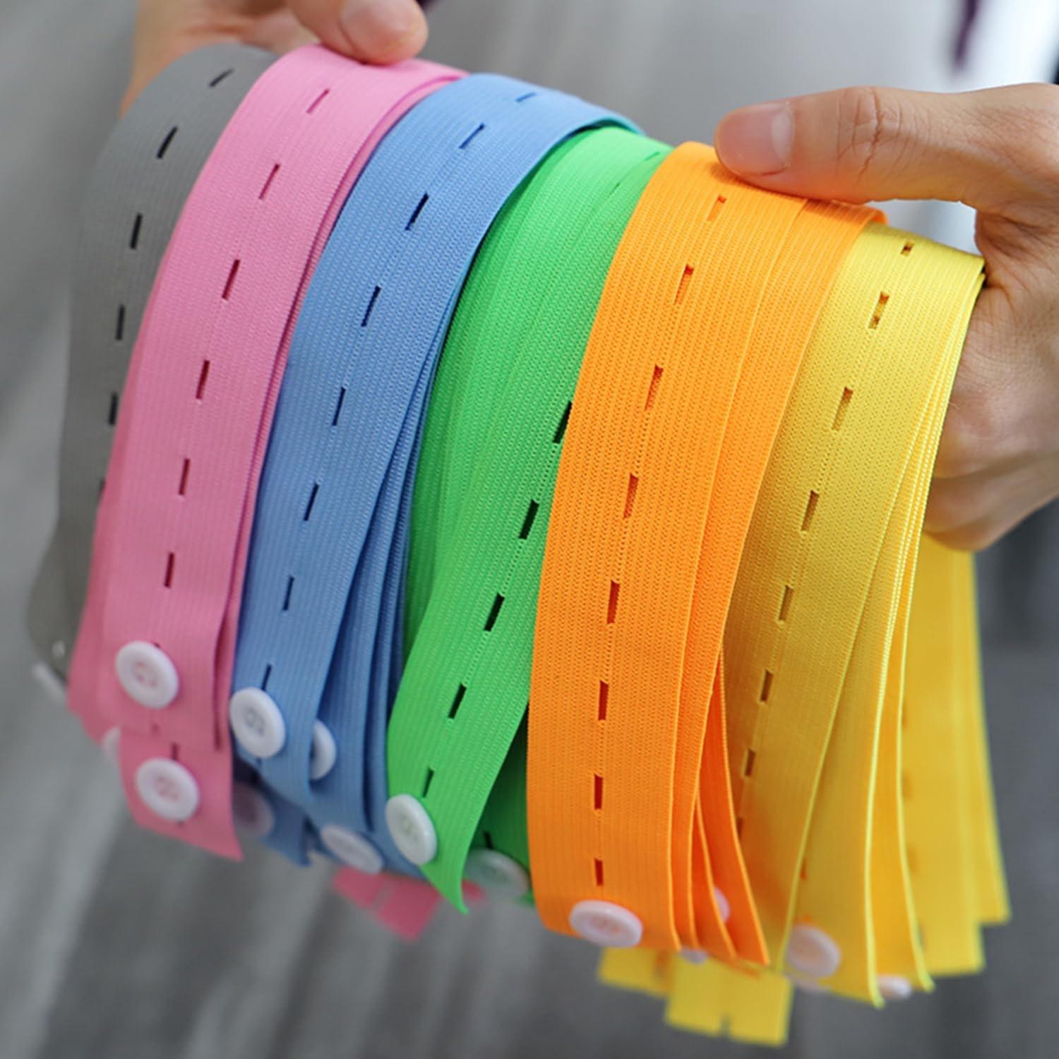 Elastic Bands with Buttonholes, Adjustable Clothing & Blanket Storage Straps, Ideal for Sewing Projects, Durable Fabric Design