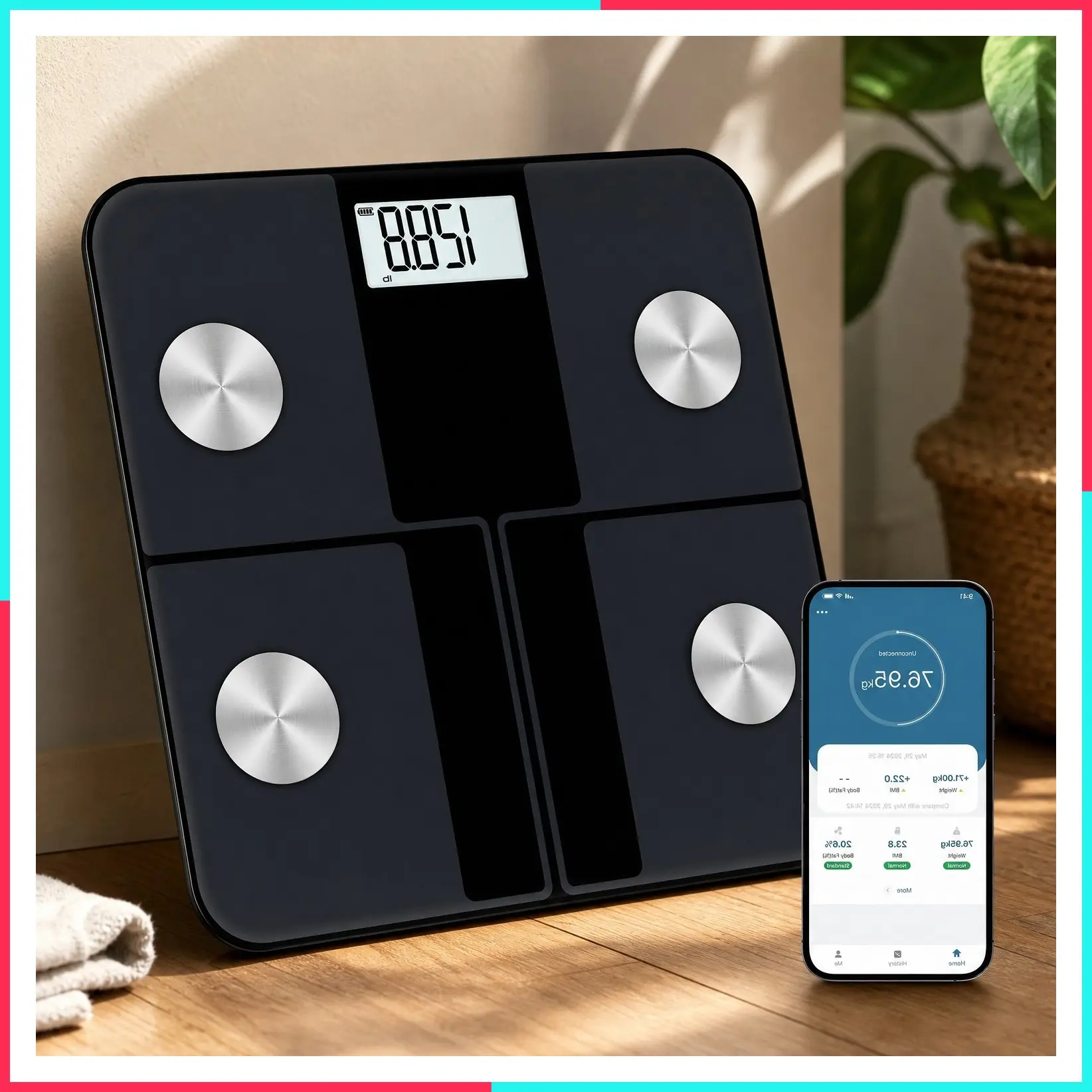 Rechargeable Smart Body Fat Scale with App – Digital Bathroom Scale for Accurate Body Composition Monitoring
