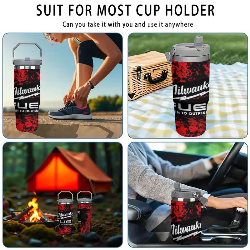 1pc 30oz Stainless Steel Insulated Tumbler – Milwaukee "Eagle Logo" Edition – Industrial-Style Water Bottle with Handle and Straw – Ideal for Outdoors, Sports, and Indoor Use – Birthday/Holiday Gift – High-Capacity Flask