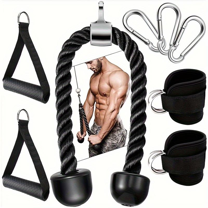 Professional 3 Head Muscle Rope, 7pcs/set Multifunctional Lat Pull Down Attachment, Resistance Band Handle, Ankle Strap, Wrist Strap, Exercise Machine Accessories