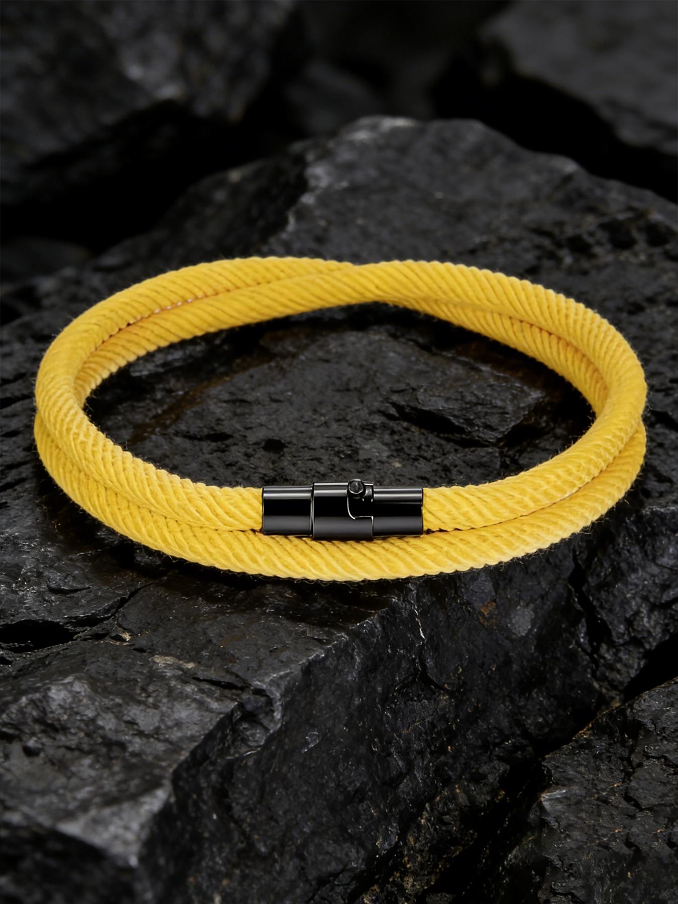 1pc Men's Minimalist Braided Rope Bracelet, Magnetic Clasp, Waterproof & Durable Wristband, Ideal for Everyday Wear & Gifting, Perfect Boyfriend & Father's Day Gift