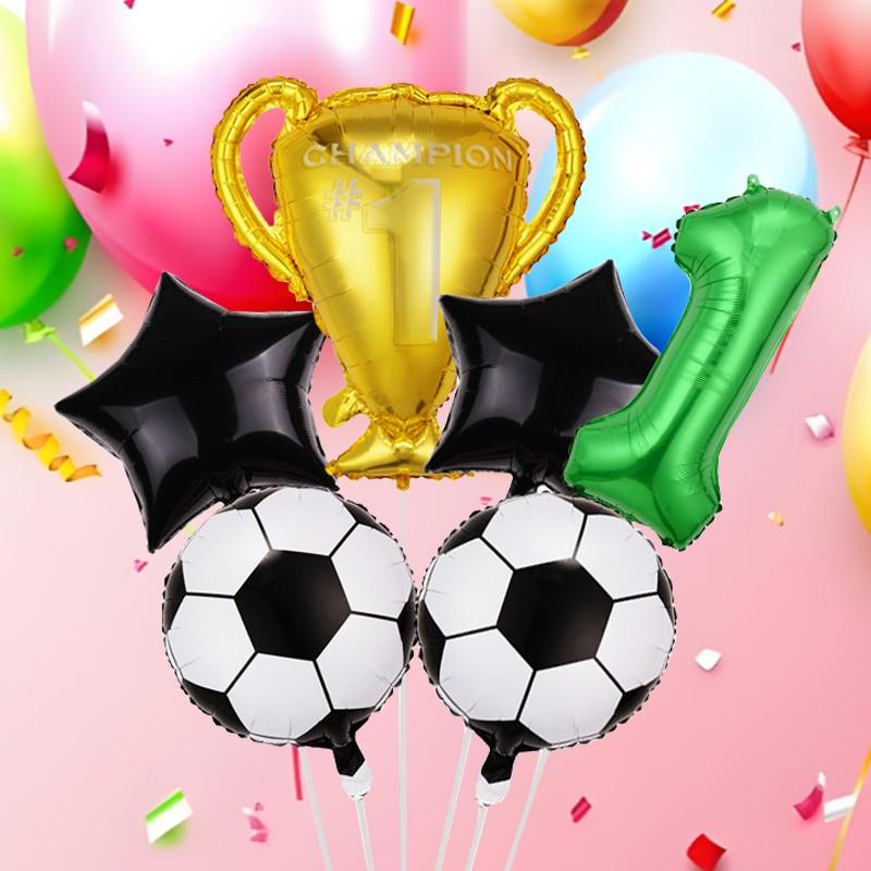 Soccer Trophy Number Foil Balloons, Multi Shape Mixed Color Set, Sports Events, Championship Celebrations, Festival & Party Decor