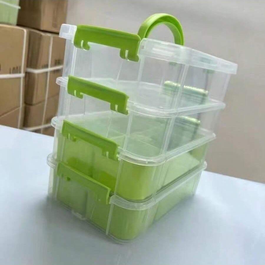 4-Tier Stackable Transparent Plastic Storage Box with Latch, Waterproof Large Capacity Home Office Organizer, Portable Food Safe Container, Multilayer Storage