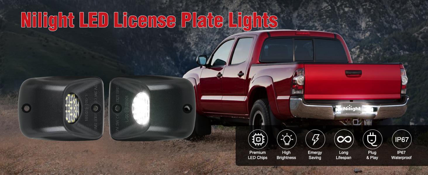 Nilight License Plate Lights Compatible with 1995 1996 1997 1998 1999 2000 2001 2002 2003 2004 Toyota Tacoma with Black Housing 6000K White 2PCS Pack Truck Vehicle Led Backlights dealsforyoudays