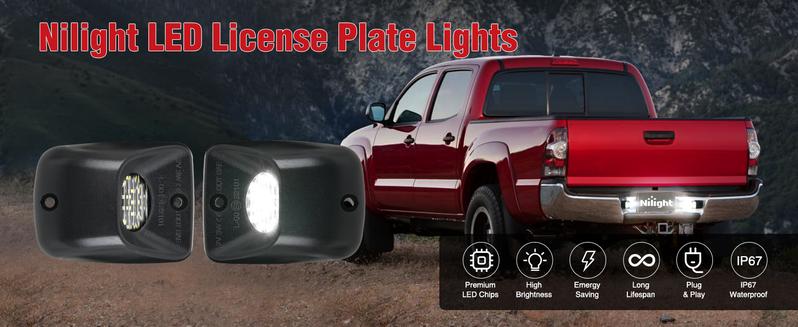 Nilight License Plate Lights Compatible with 1995 1996 1997 1998 1999 2000 2001 2002 2003 2004 Toyota Tacoma with Black Housing 6000K White 2PCS Pack Truck Vehicle Led Backlights dealsforyoudays