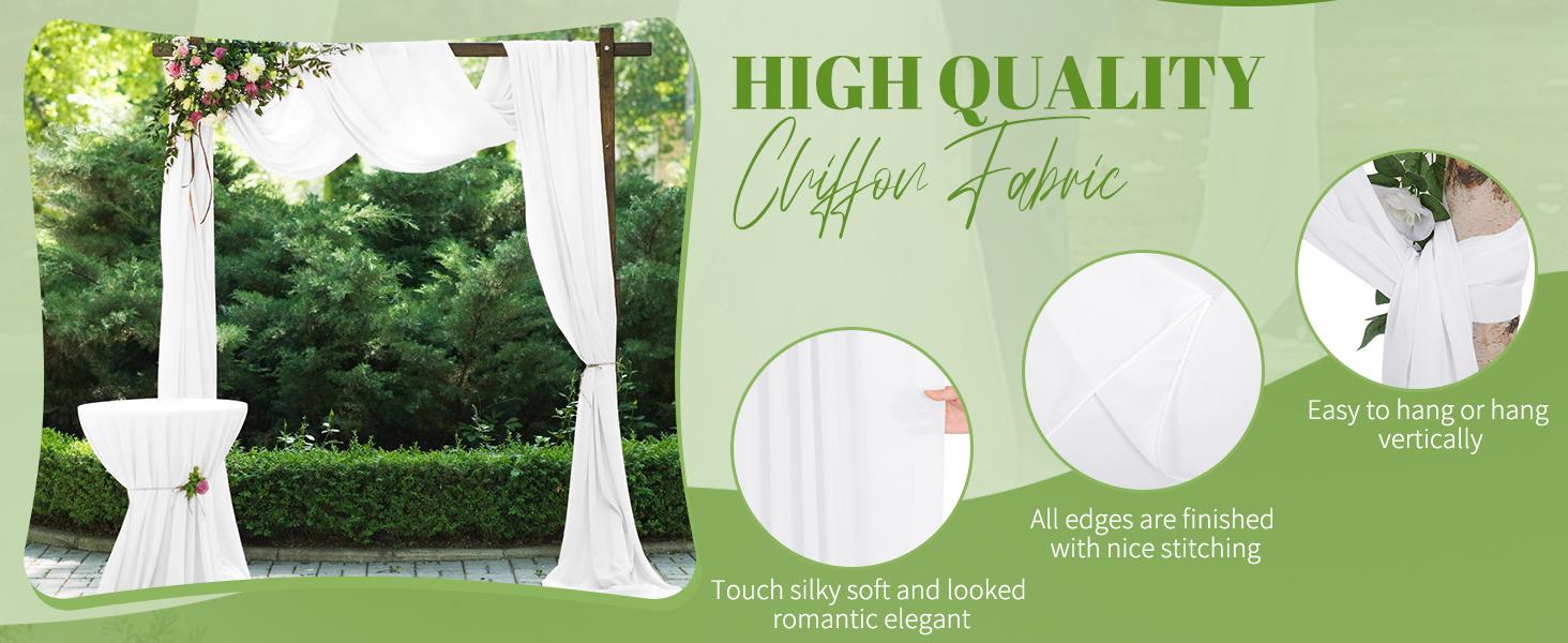FANI 4 Panels Sheer Chiffon Wedding Arch Draping Fabric 28inch x 20 ft Each for Ceremony Drapery Ceiling Drapes Party Decor Indoor Backdrops Cortinas decorativas / Telas para decoración FANI 4 Panels Sheer Chiffon Wedding Arch Draping Fabric 28inch x 20 ft Each for Ceremony Drapery Ceiling Drapes Party Decor Indoor Backdrops Cortinas decorativas / Telas para decoración