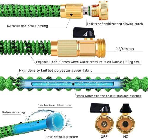 High Quality Car Washing Hose 3/4 in. x 50 75 100ft HEAVY DUTY Kink Free 4X Stronger Expandable Flexible Garden Water Hose with 10 Function Nozzles for Yard Outdoor Garden Watering Car Wash Lawn and RV