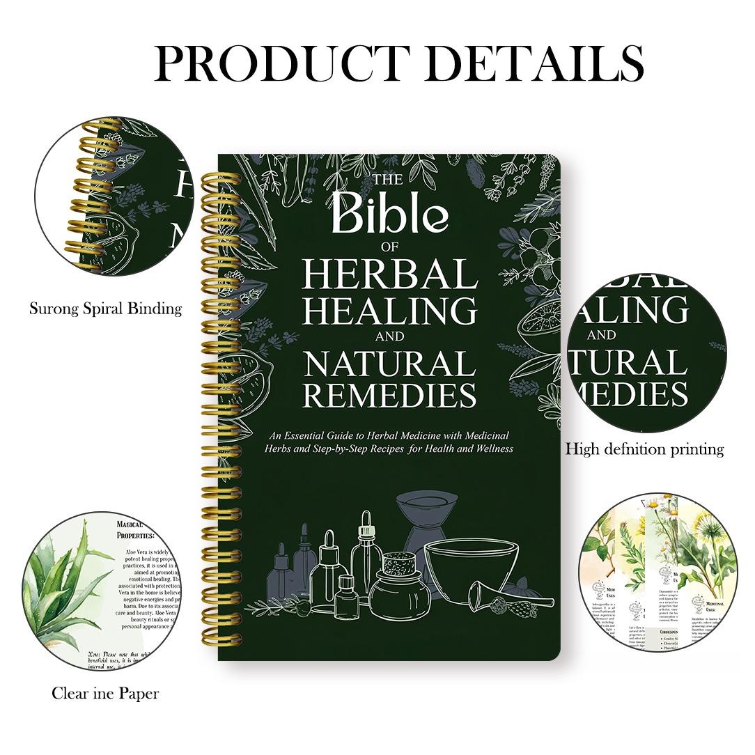 Herbal Bible Cooking Manual, with Illustrated Herbal Guide and Medicinal Plant Recipes - 5.5x8.5 Inch Natural Therapy Notebook, Suitable for Cooking Enthusiasts, Aromatherapy, and Holistic Health