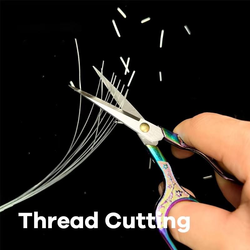 Vintage Engraved Stainless Steel Scissors, Sharp Point Eyebrow Trimmer, Handmade Paper Cutter, Home Office Use, Durable & Precise