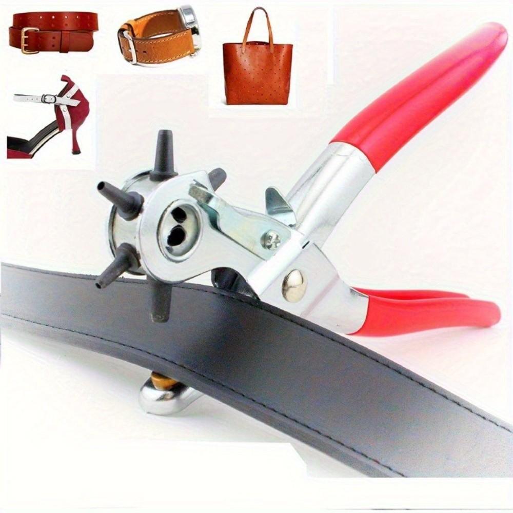 Heavy-Duty Rotary Leather Punching Pliers, Ergonomic Handle, Multi-Size Kit, Precise Holes, Ideal for Belts, Crafts, Sewing Projects, Diy Tool, Smooth Hole Puncher, Hand Tools