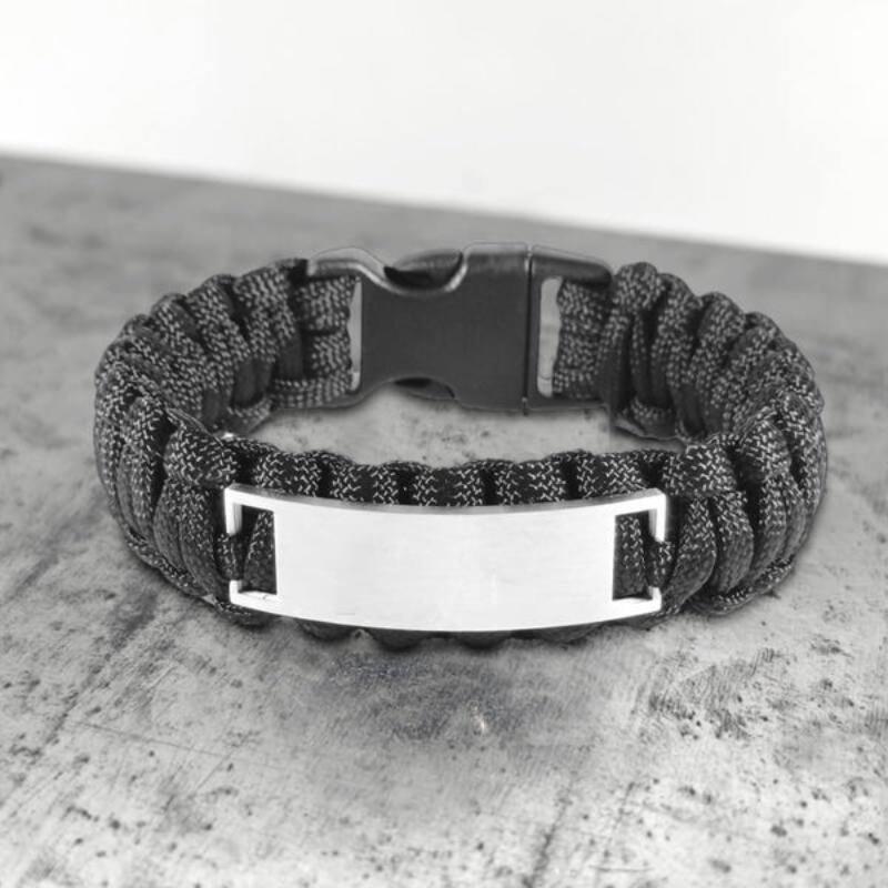 GTHIC Minimalist Paracord Braided Bracelet Stainless Steel Band for Men Daily Wear Fashion Accessories