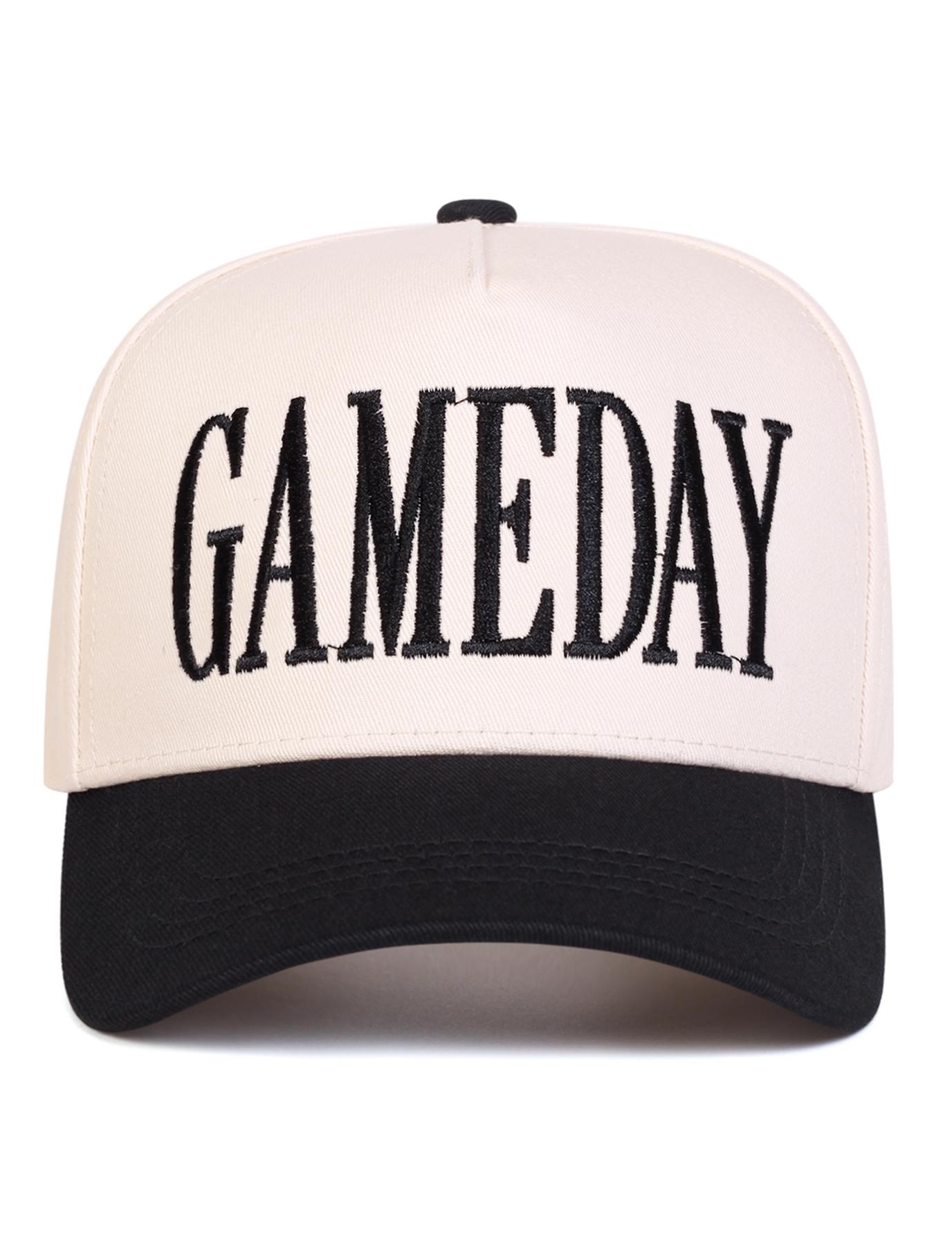 Unisex Gameday Embroidered Artistic Baseball Cap, Adjustable Sun Protection Hat for Spring & Fall, Casual Outdoor Travel Beach Vacation Wear