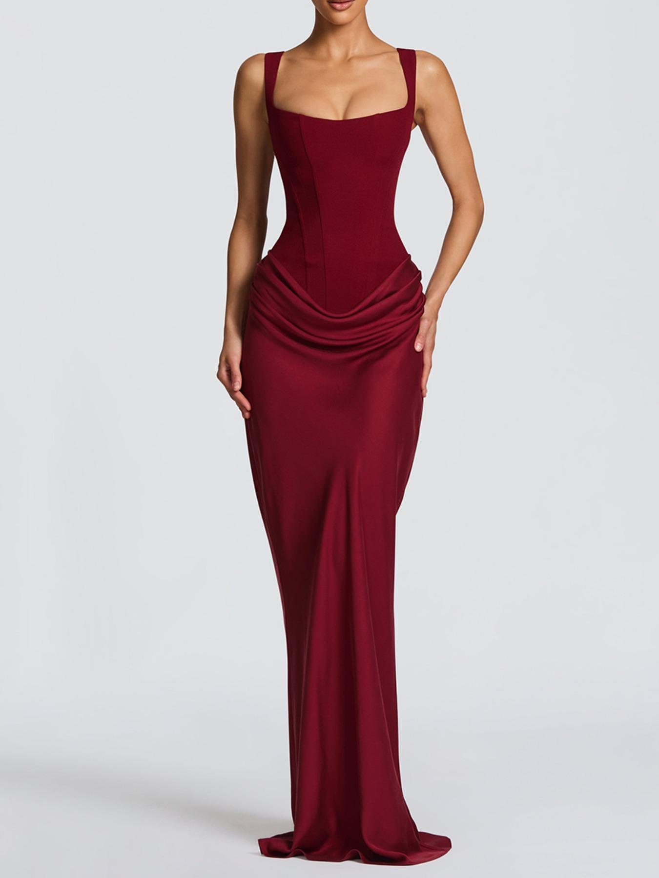 Elegant Corset Evening Dress Women Sleeveless Maxi Gown Formal Wear Formal Events Special Occasions Wedding Guest Party Dress