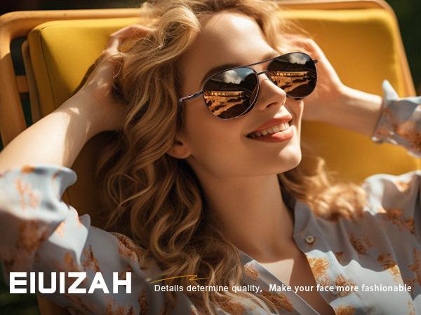 Eiuizah Polarized Aviator Sunglasses for Men Women, Classic Sun Glasses for Driving, Fishing, with UV Protection