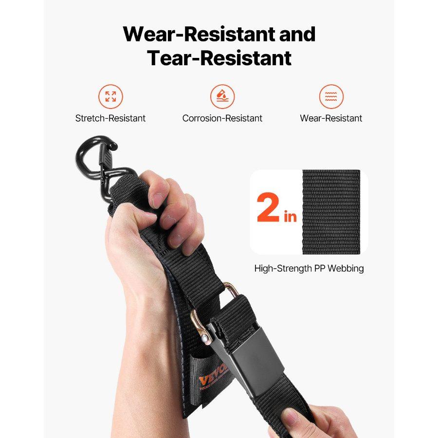 VEVOR Retractable Ratchet Straps, 2 inx 4 ft Ratchet Tie Down Straps with Security Lock S Hooks, 2 Pack Heavy Duty Ratchet Tie Down Straps with 1500 lbs Break Strength, for Trailers, Vehicles, Boat