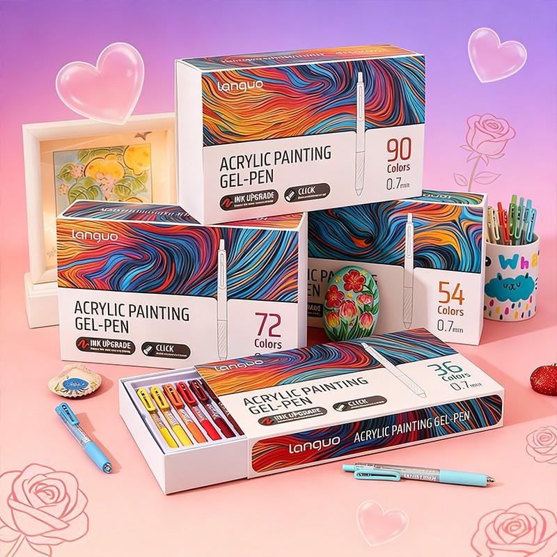 Languo 90 Colors Retractable Gel Pens, Large Capacity Acrylic Marker Set, Ideal for Holiday Themed Painting & Festival Art Creation