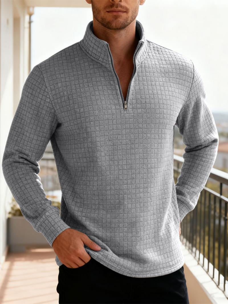 Men's Fall Winter Half-Zip Stand Collar Sweatshirt, Casual Loose-Fitting Long Sleeve Knitwear, Daily Commute Outdoor Leisure Wear