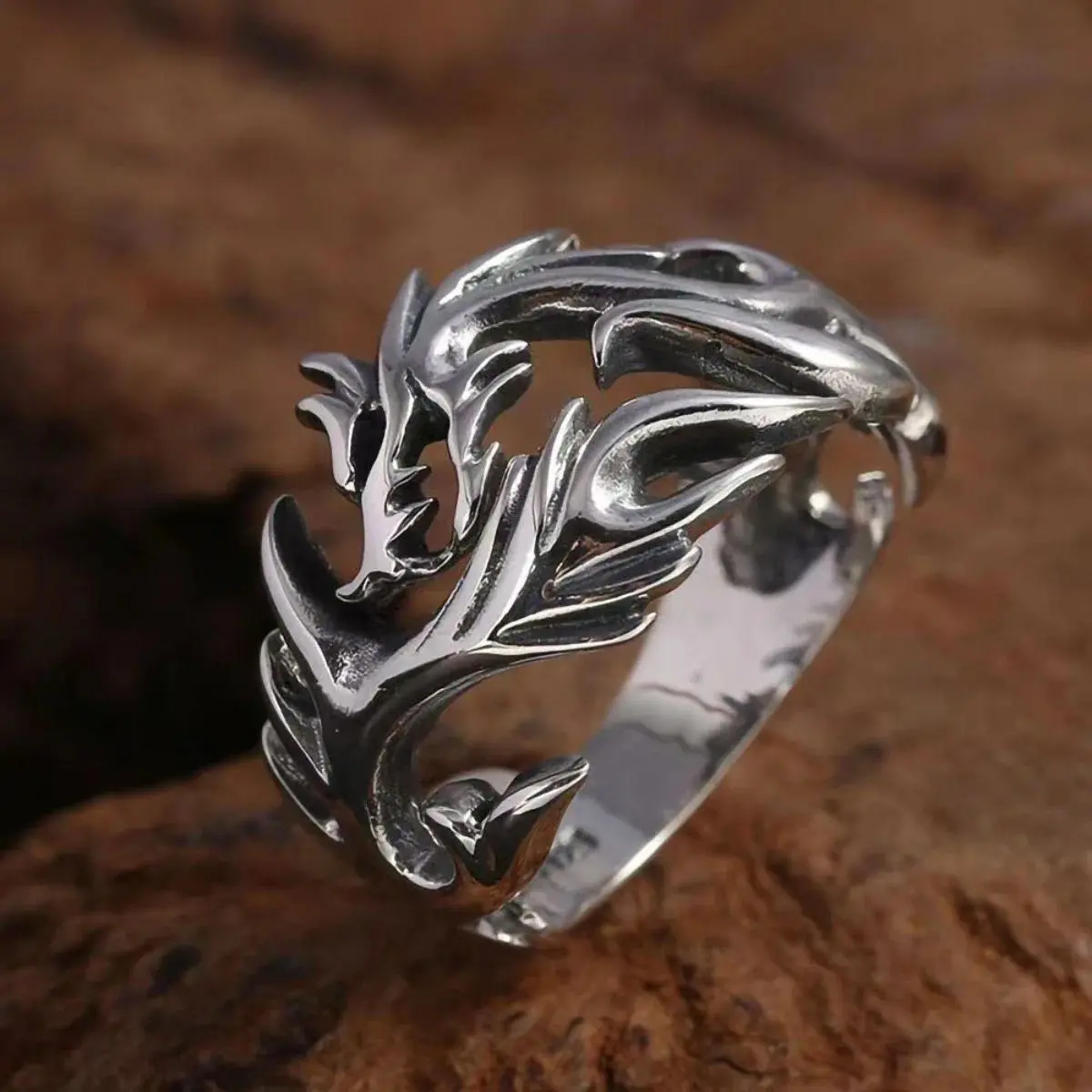 Fashion Irregular Shape Rings for Men Temperament Stainless Steel Adjustable Open Ring Silver Color Vintage Punk Jewelry Gifts