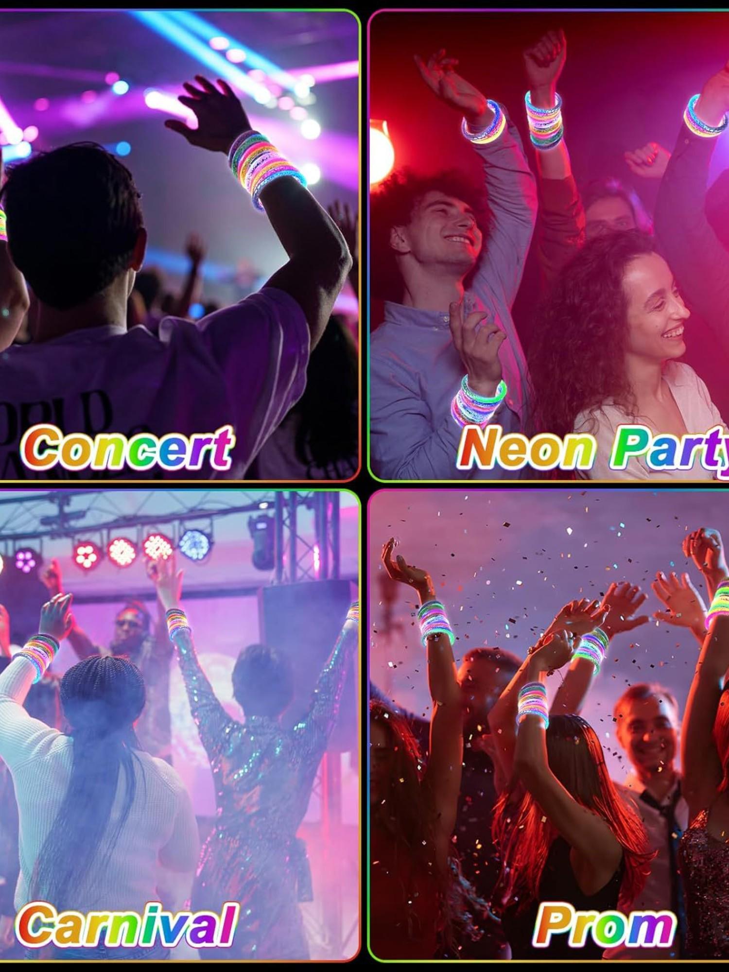 6pcs LED Light Up Bracelets, 6 Color Glow Sticks Bracelets Glow In The Dark Party Supplies, Non Candy Gift For Halloween, Christmas, Birthday Party Favors, Suitable For Birthday, Wedding, Carnival, Party, Concert, Sports Event, Masquerade, Gathering