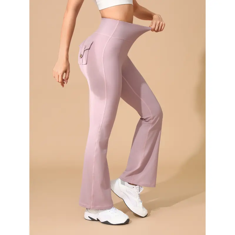 Nylon pink straight-leg pants