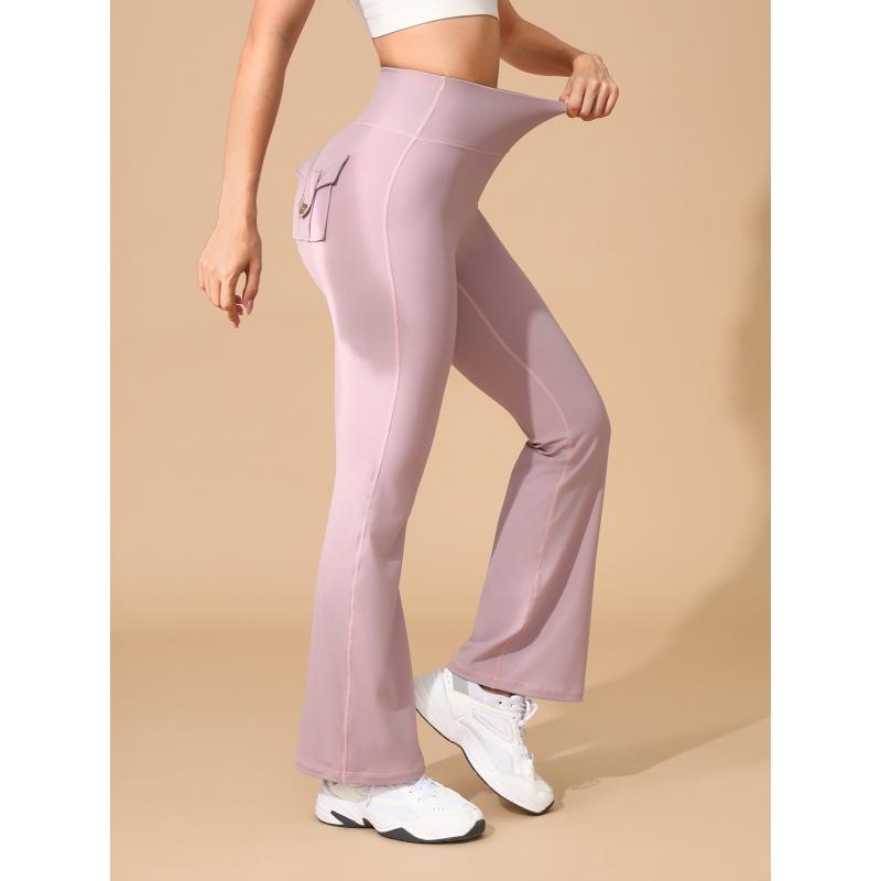High Waist Yoga Pants with Phone Pocket| Butt Lifting Micro Flare Leggings No Chafing Workout Leggings
