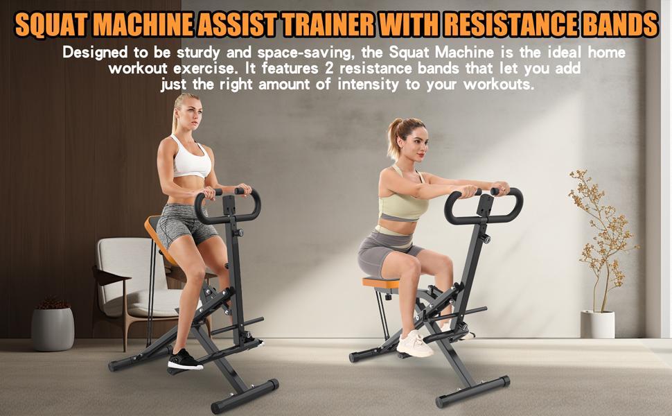 【KINMAC】260lbs Squat Machine Full-Body Exercise for Home - Assist Trainer for Glutes Workout Foldable with Resistance Bands, for Botty Glutes Butt Thighs, Ab Back/Leg Press Hip Thrust for Home Gym Fitness