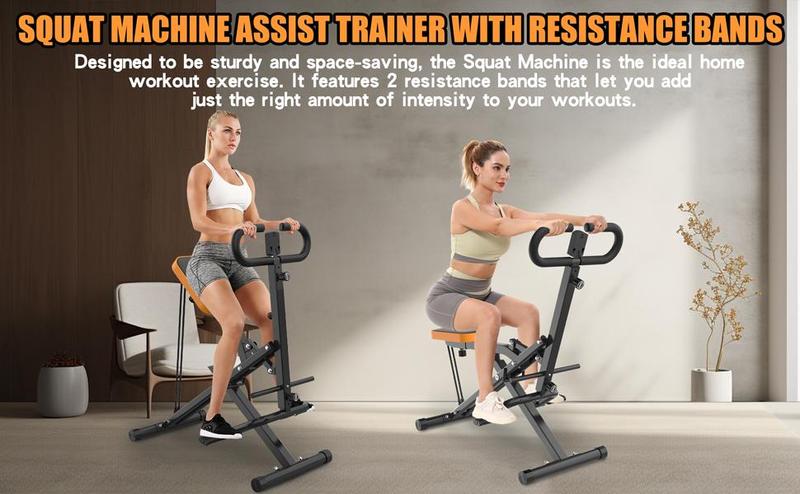 【KINMAC】260lbs Squat Machine Full-Body Exercise for Home - Assist Trainer for Glutes Workout Foldable with Resistance Bands, for Botty Glutes Butt Thighs, Ab Back/Leg Press Hip Thrust for Home Gym Fitness