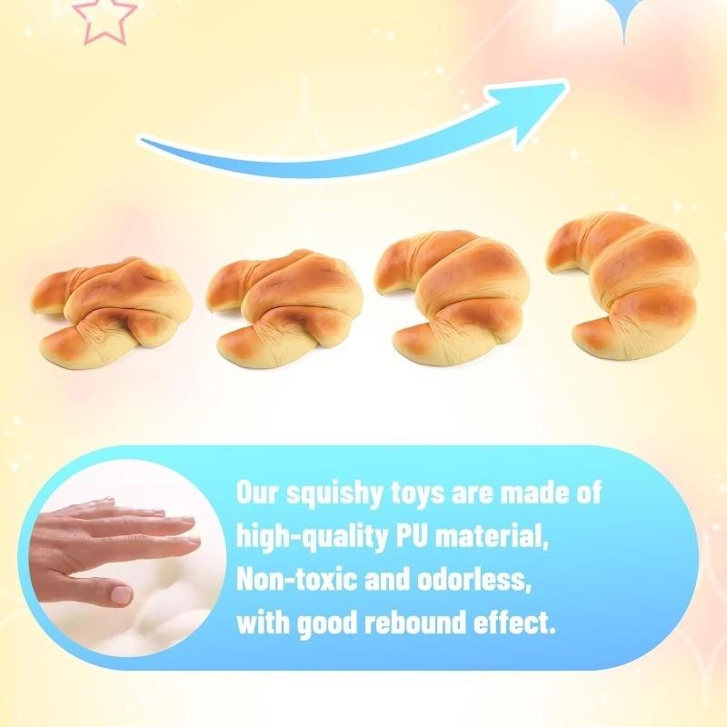 Anboor Slow Rising Squishies Toys for Kids, Bread Squishys Foam Food Croissant, Jumbo Big Stress Squishes, Cute Giant Squeeze Toy