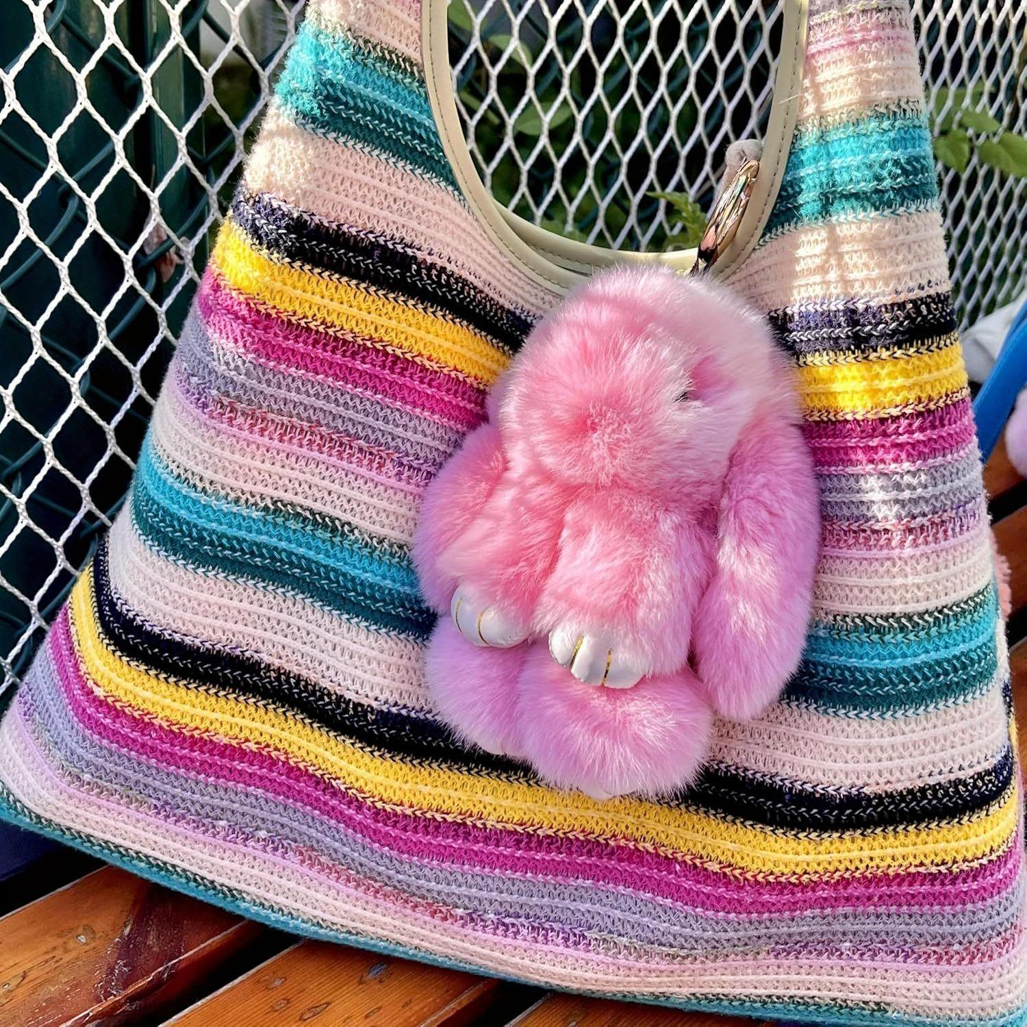 Cute Bunny Keychain with Creative Metal Box, Soft Plush Animal Key ...