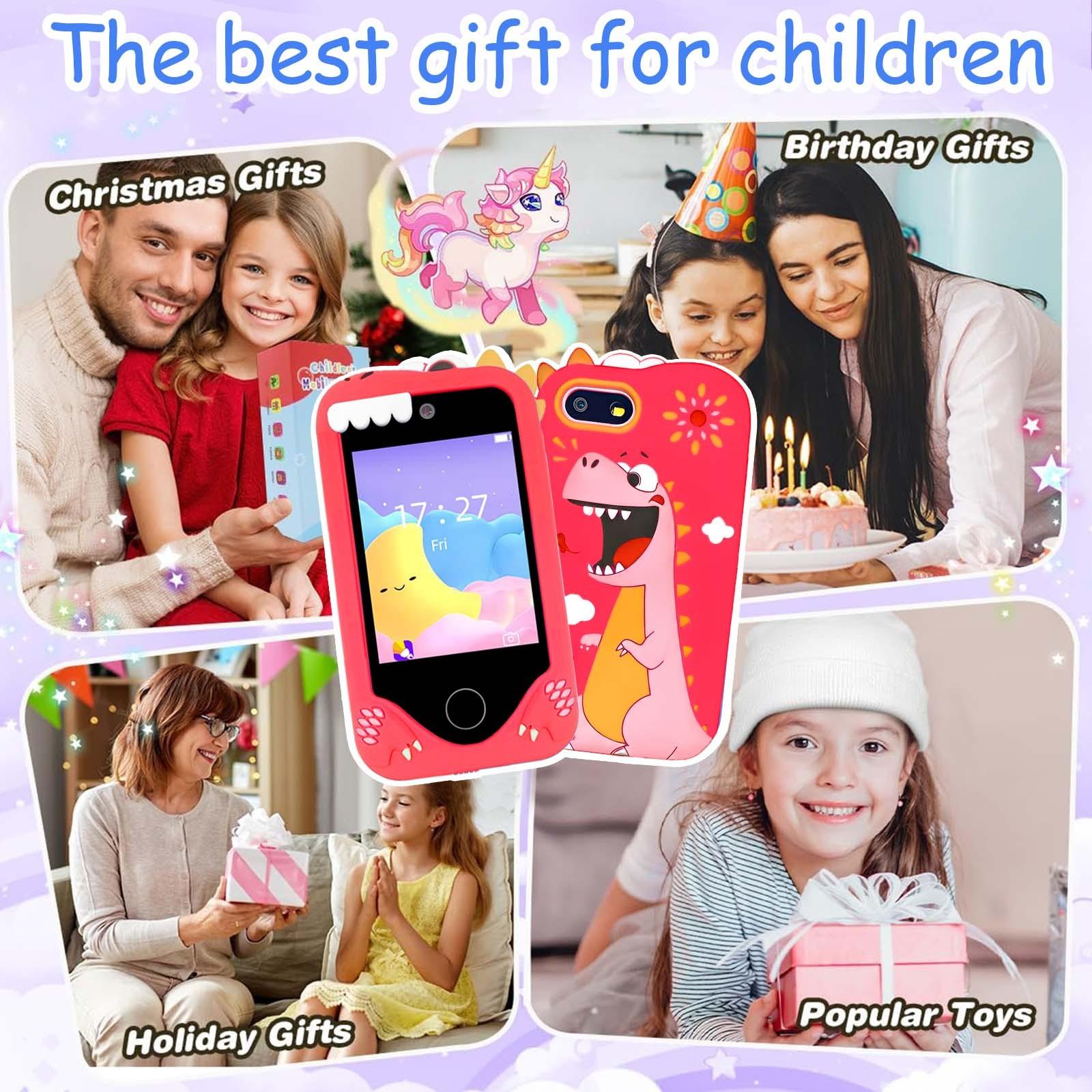 Kids Smart Phone Dual Camera Toy With 2.8 Inch HD Touch Screen Music Player And Learning Games Perfect Birthday Gift For Children