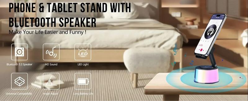 8-in-1 Wireless Bluetooth Speaker with 3000mAh Power Bank | Multi-functional Charger, LED Ambient Lights & Tablet Stand | Perfect for Travel, Home & Gift Giving Audio Phone magnetic phone holder Adjustable Rotatable Electronic Smartphone