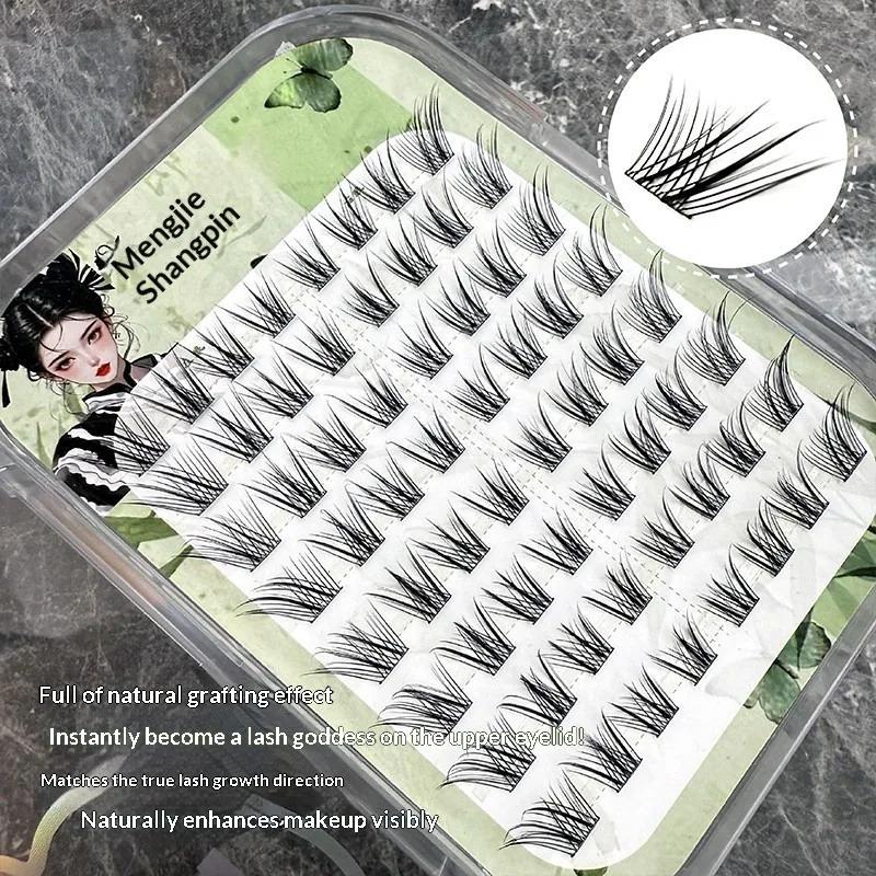 Self Adhesive False Eyelashes Glue Free No Glue Needed Fluffy Fox Eye Style Natural Look Chinese Style Wispy Eyelashes 10-14mm