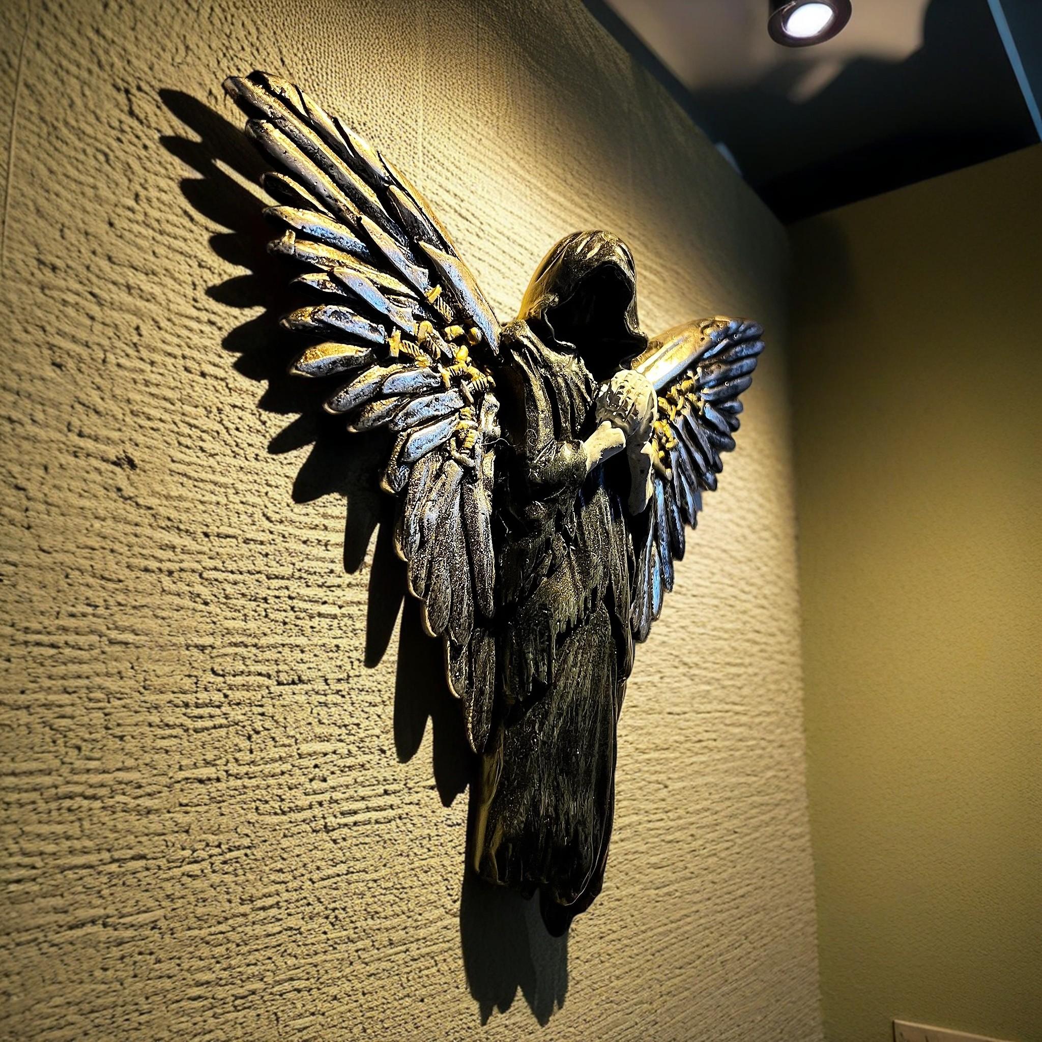 Resin Angel Statue Wall Hanging Decor, Wall Mounted Decor, Unique Home Living Room Bedroom Decoration, Perfect Creative Gift Idea, Elegant Resin Artwork, Wall Ornaments, Aesthetic Design, Decorative Wall Art