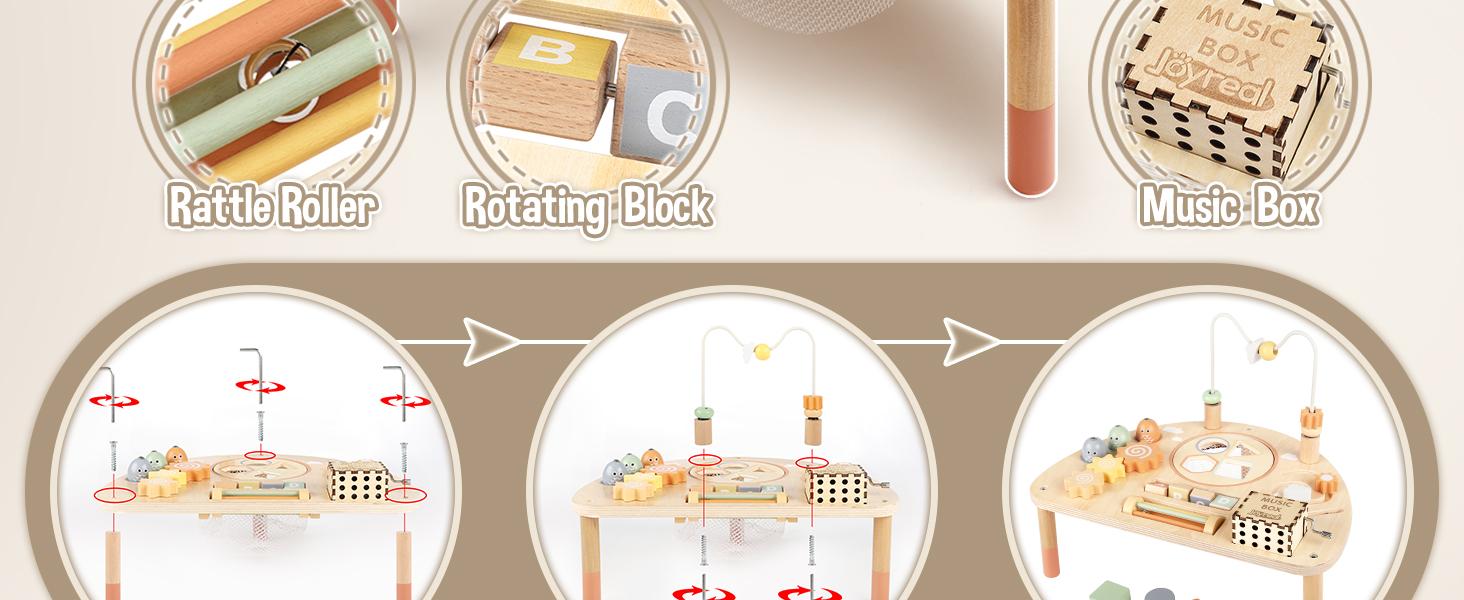 Joyreal Wooden Activity Table Busy Board for 18M+Toddler, with Fishing Game Bead Maze Shape Sorter Montessori Toys, Christmas Gift for Kid Joyreal Wooden Activity Table Busy Board for 18M+Toddler, with Fishing Game Bead Maze Shape Sorter Montessori Toys, Christmas Gift for Kid